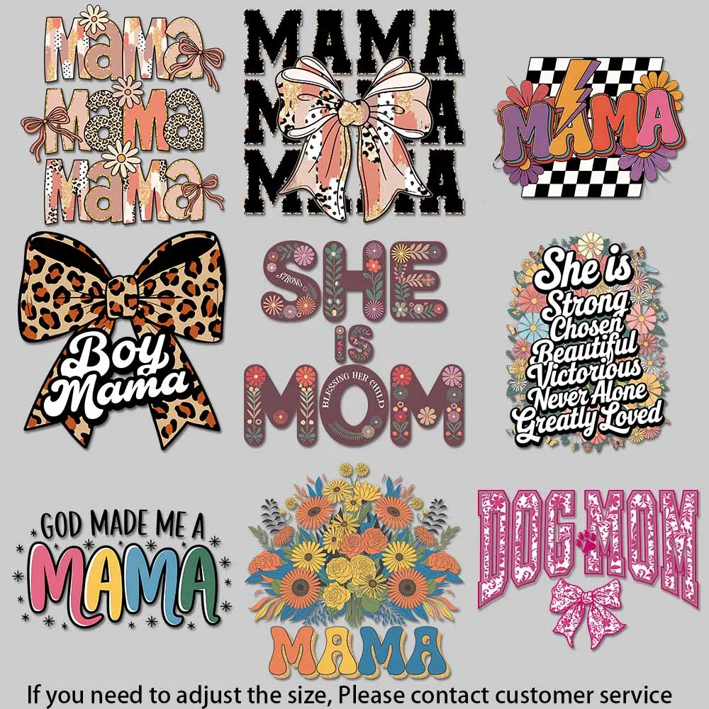 Retro baseball game day mama graphic Groovy flower bouquet mama typography iron on patches for clothes DIY Decoration