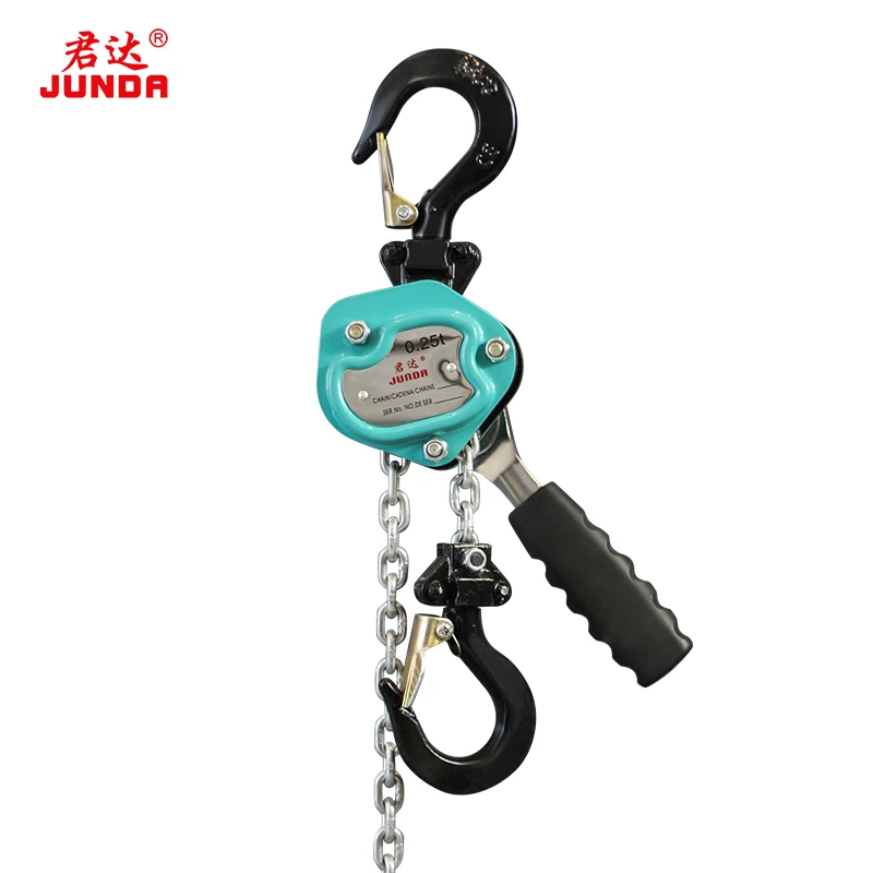 Junda Mini Lever Hoist Chain Block 250KG 500KG 750KG 1.5m 3m 6m Manual Hoist Hook Chain Handle