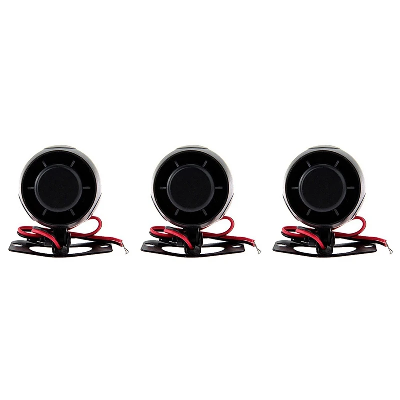 

3X Siren Reminder Audible Alarm 120DB 12V For Car Alarms Auto Universal Bike Black