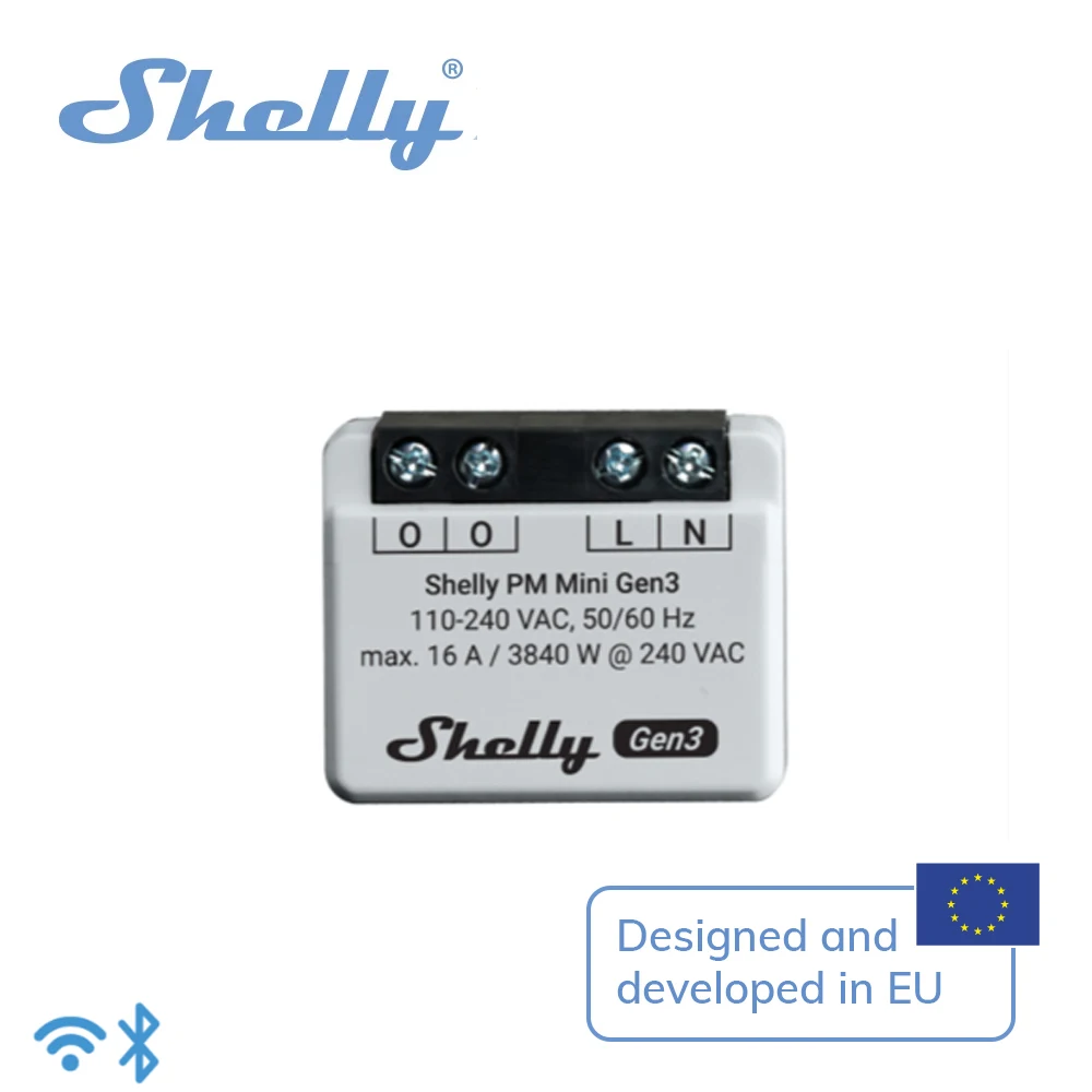 Shelly Plus PM Mini Wi-Fi Operated Smart Power Meter Smallest Power Meter World For Precise Power Consumption Anytime Anywhere