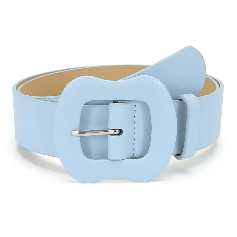 Ceinture large de Style coréen pour femmes, couleur bonbon, à la mode, boucles à bretelles, couleur unie, pour robe en jean décorative