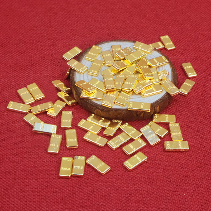 Nowy zestaw 50 szt. miniaturowych złotych sztabek do domku dla lalek, model do dekoracji domku dla lalek, zabawki do zabawy w dom dla dzieci, prezent.