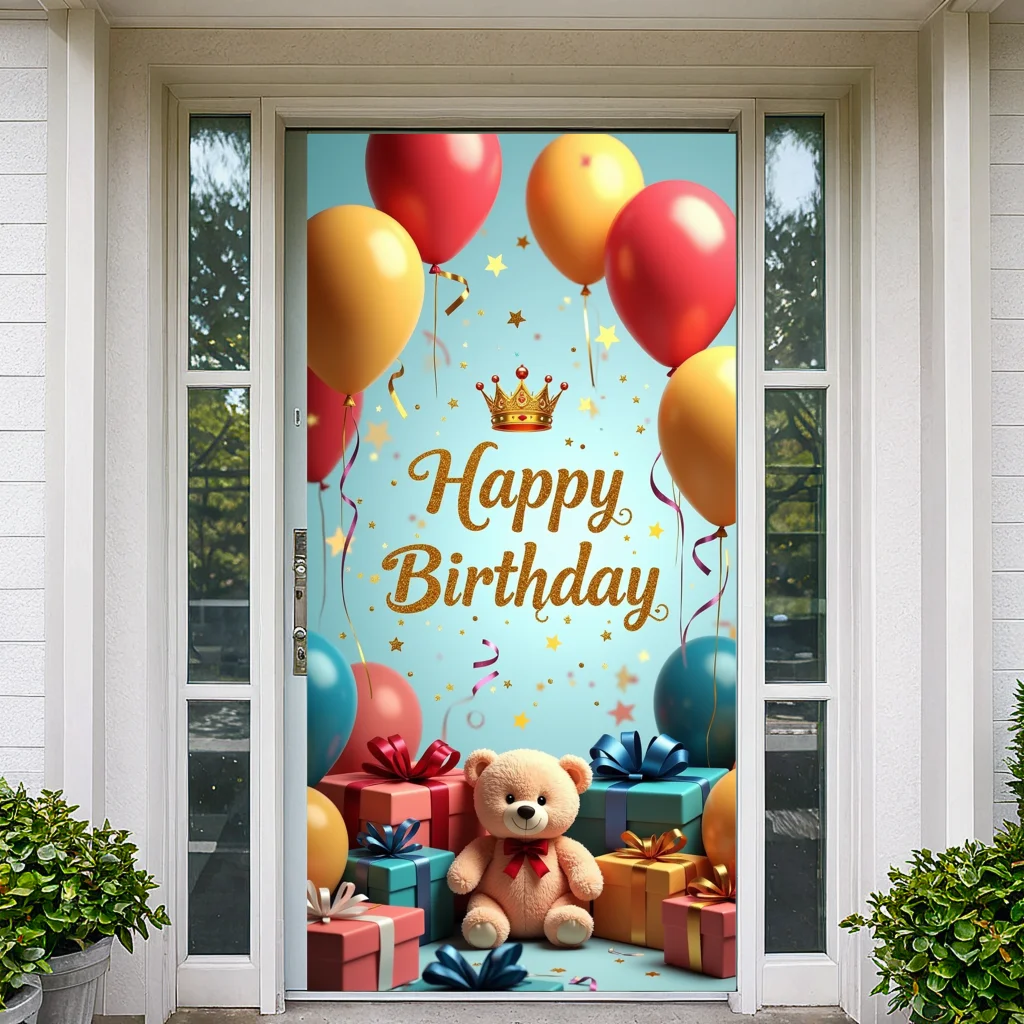 لافتة عيد ميلاد مزينة بالبالون، ديكور حفلات ملون نابض بالحياة، خلفية مناسبة للاحتفال