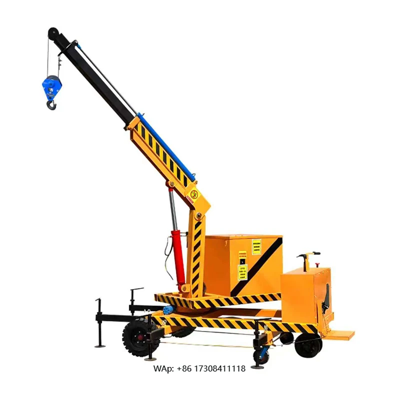 1 Ton Electric Boom Lift Crane Mobile Canilever Rotary Small Hydraulic Wire Rope Sling Metal Material 3.5M Platform