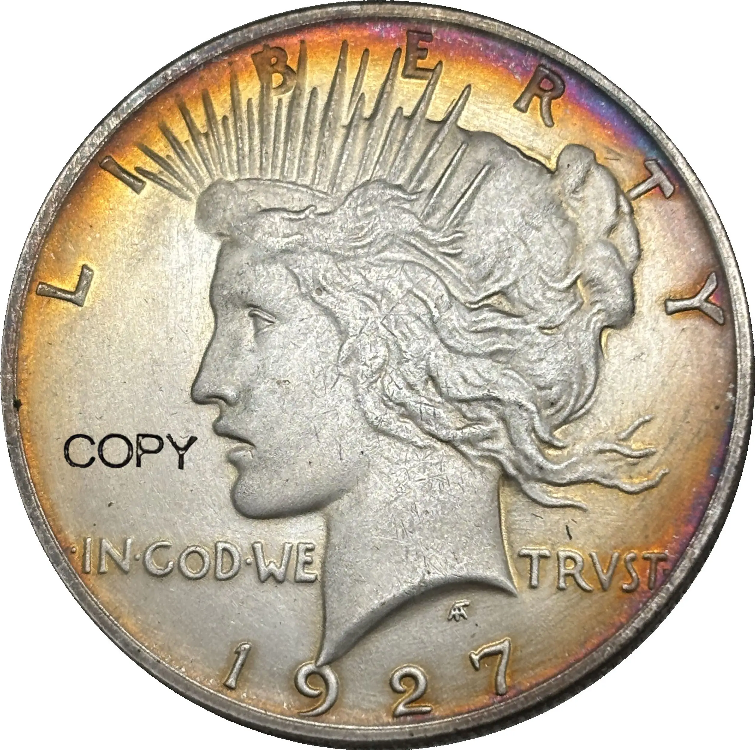 Moneda conmemorativa chapada en plata de EE. UU., 1927 S, 1 dólar de La Paz, copia de América, Ww2, Moneda Liberty, monedas coleccionables