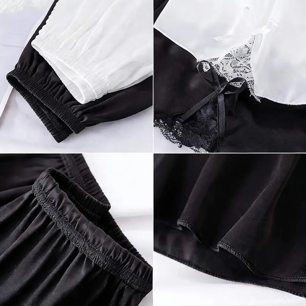 Lace Bow Ice Silk Safety Shorts Breathable Women's Underwear Thin Loose-fitting Leggings Split-hem