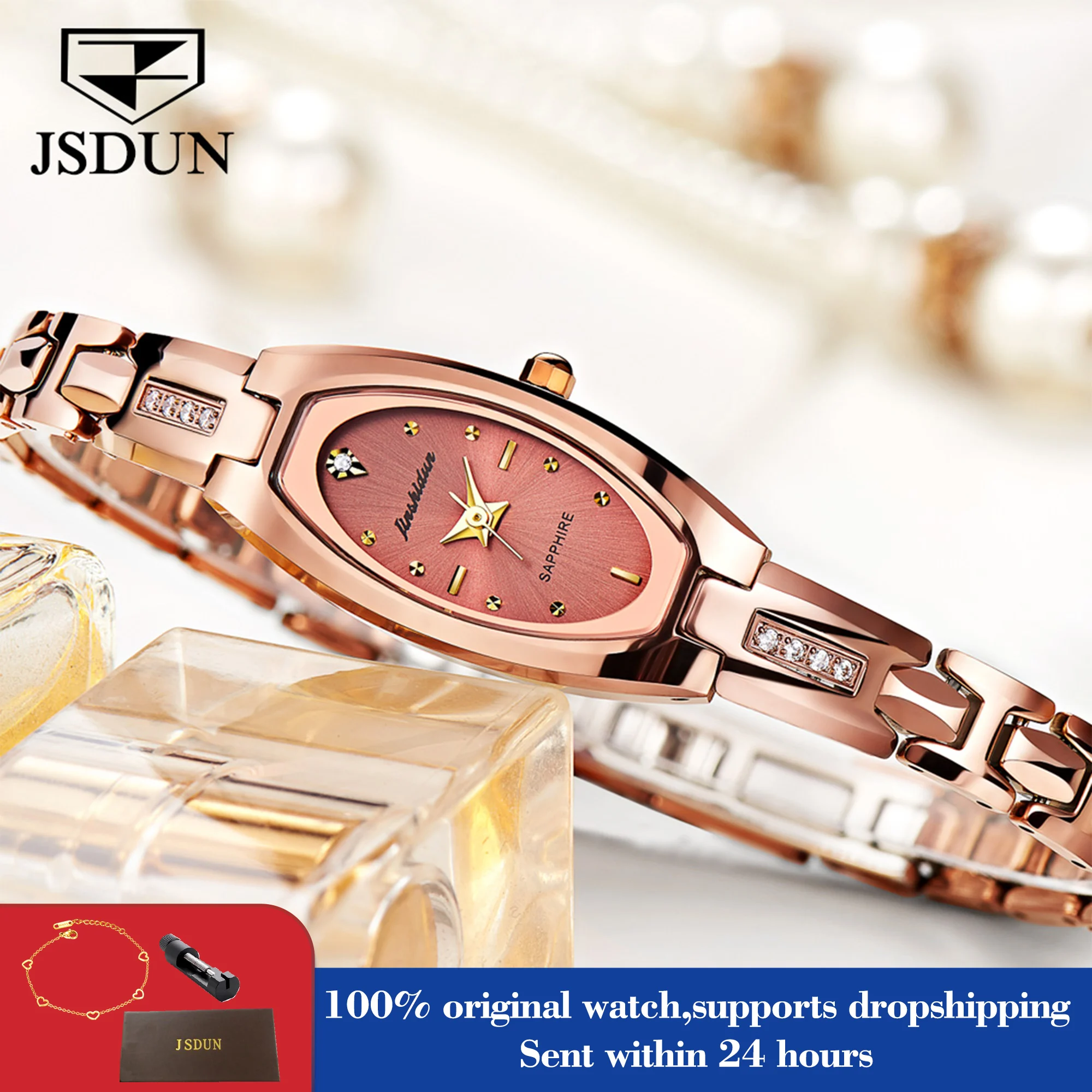 

JSDUN 6531 Top Brand Original Luxury Quartz Watch For Women Tungsten Steel Strap Hand Clock Simple Dial Waterproof Woman Watches