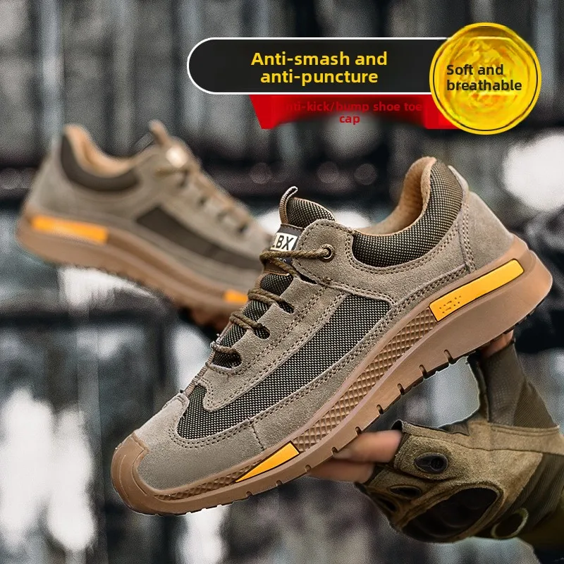 労働保護革製通気性耐衝撃・耐貫通軽量・耐摩耗性建設現場用靴