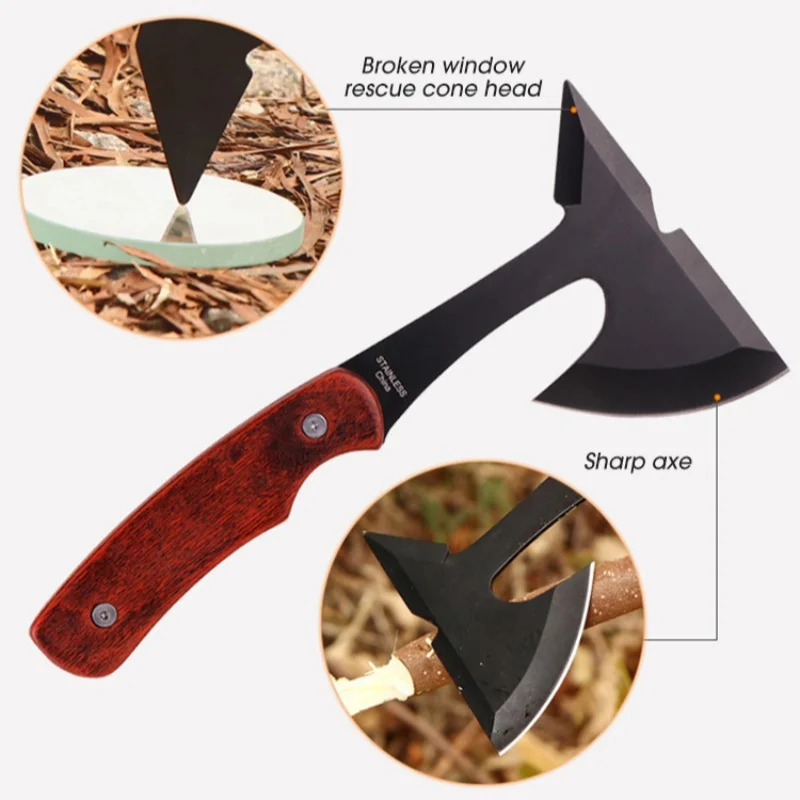 Survival Hunting Tomahawk Axe Multifunctional Axe Hatchet Camping Hand Fire Stainless Steel Axe Bone Knife Outdoor Survival Tool