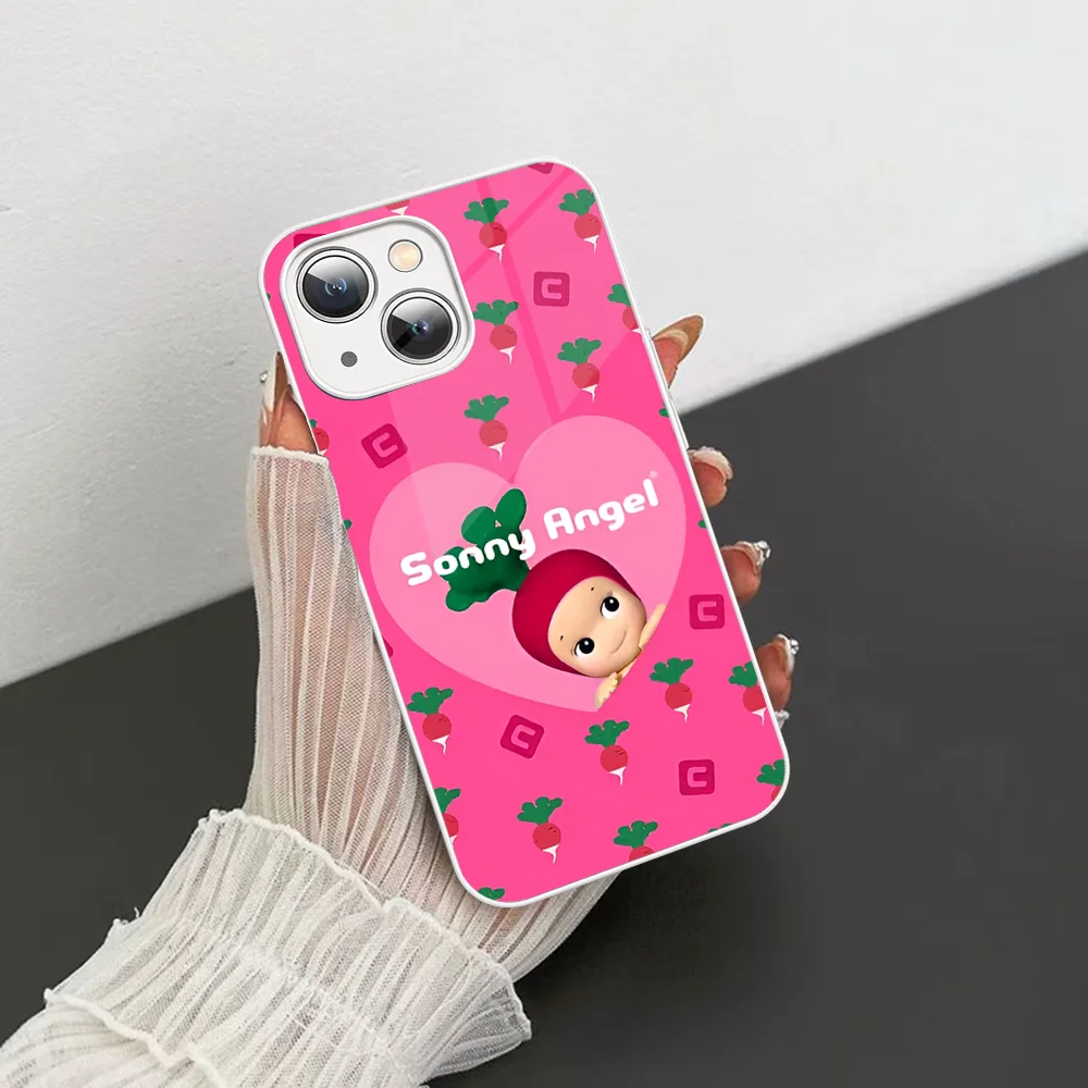 Cute Baby Sonny Angel Phone Case Tempered Glass For Iphone 14 13 12 11 Pro Mini XS MAX 14Plus X XS XR Cover