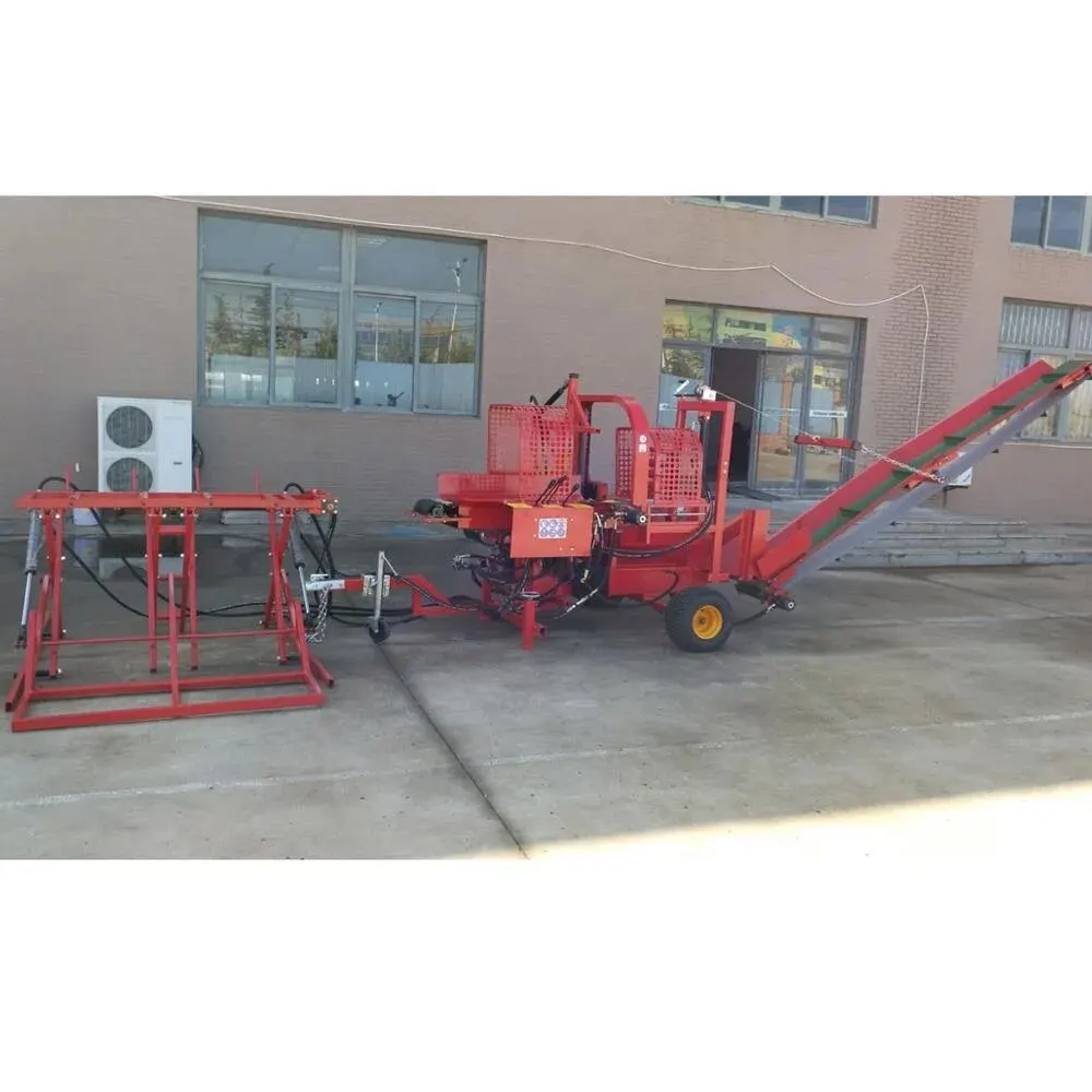 Log firewood splitter log saw firewood machine chainsaw version full hydraulic with all accessories, 27hp 35 ton EPA approved