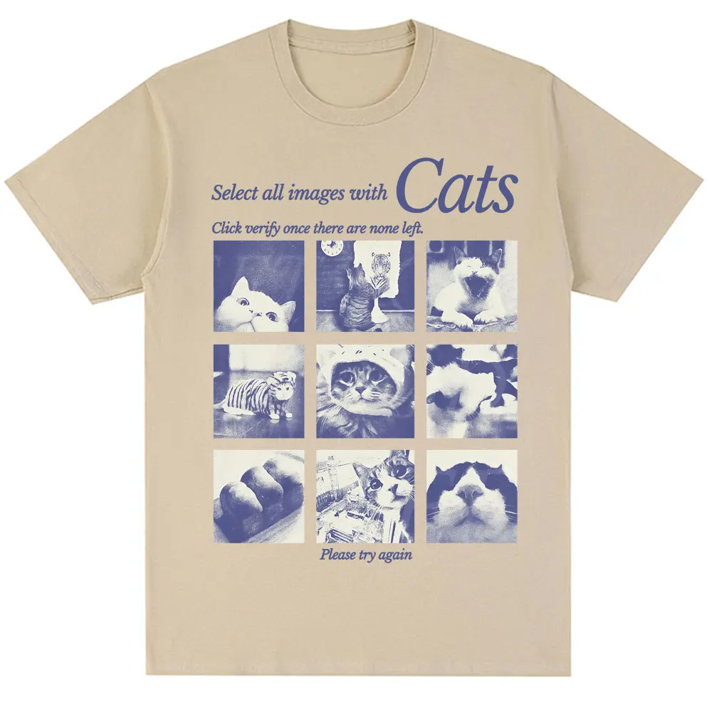 Funny Captcha Cat Graphic T Shirts Select All Images with Cats Meme Men Women T-shirt Fashion Cute Oversized Cotton Casual Tees