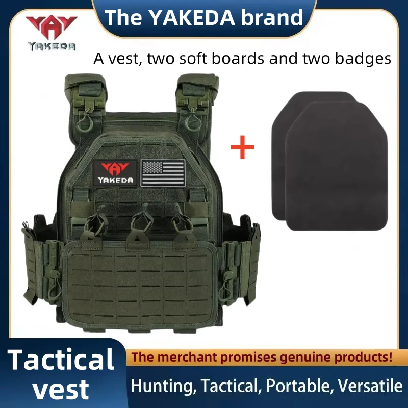 YAKEDA Taktische Weste 6094, schnell abnehmbare, leichte, lasergeschnittene Outdoor-Jagd-Weste mit schwarzen Ausrüstung und hochwertigem 1000D-Nylon 4