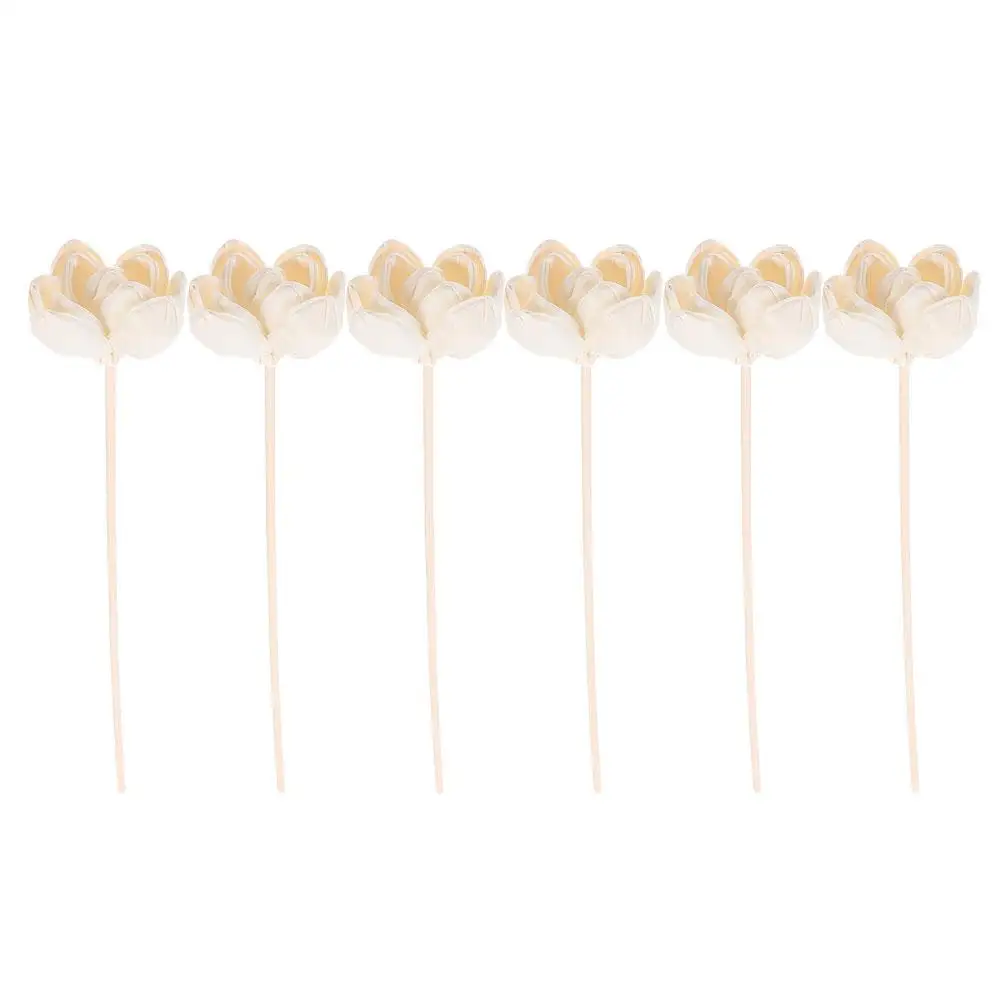 

6pcs Diffuser Sticks Realistic Flowers Fragrance Oil Rattan Home Office Decor Essential Refills Wood Sticks