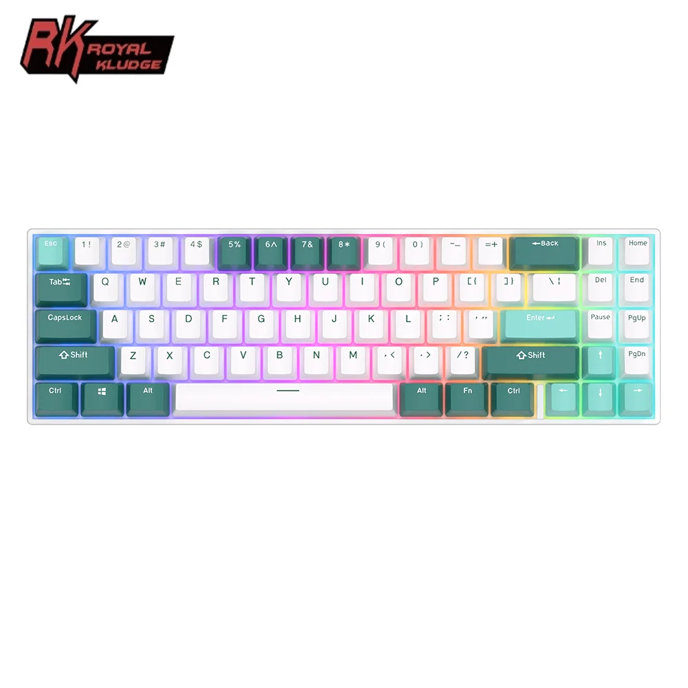 

RK ROYAL KLUDGE RK71 Tri-mode Mechanical Keyboard 2.4G Wireless Bluetooth RGB Backlit Hot-swappable Gamer Keyboard PBT keycaps