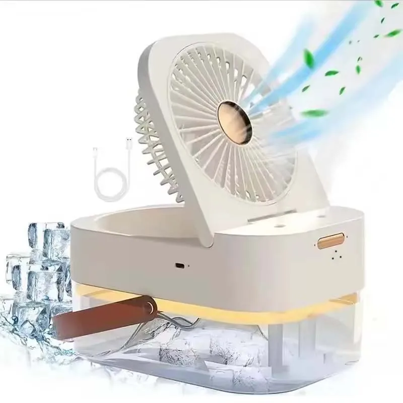 ミニ充電式扇風機-オフィス用-2in1-デスクトップ-寮-学生用-ポータブル-家庭用-スプレー式加湿器