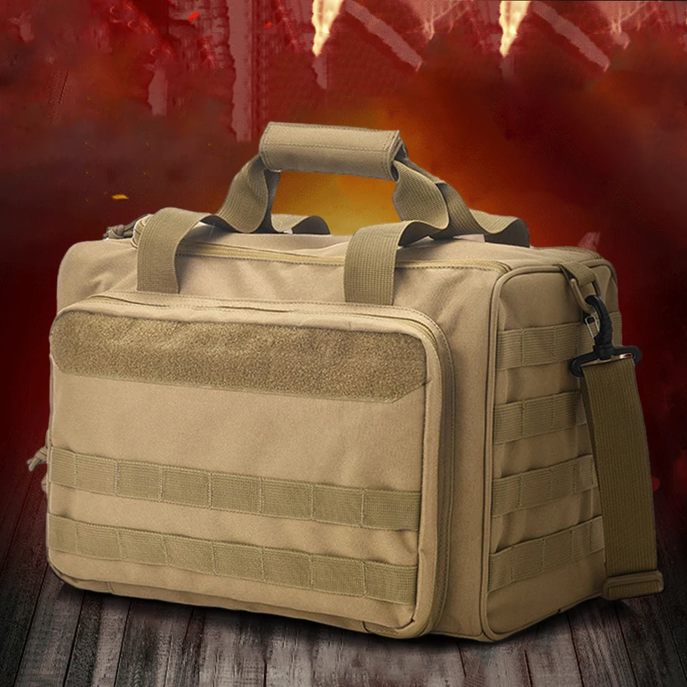 Gun Range Storage Bag Tactical Gun Range Bag with Multiple Compartments Molle System Outdoor Hunting Accessory for Handguns Ammo