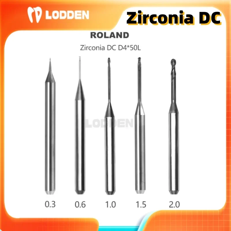 

Dental Milling Burs for Roland Zirconia DC Coating Grinding Tools Denture Lab Materials 0.3/0.6/1.0/1.5/2.0mm D4 Shank 50L