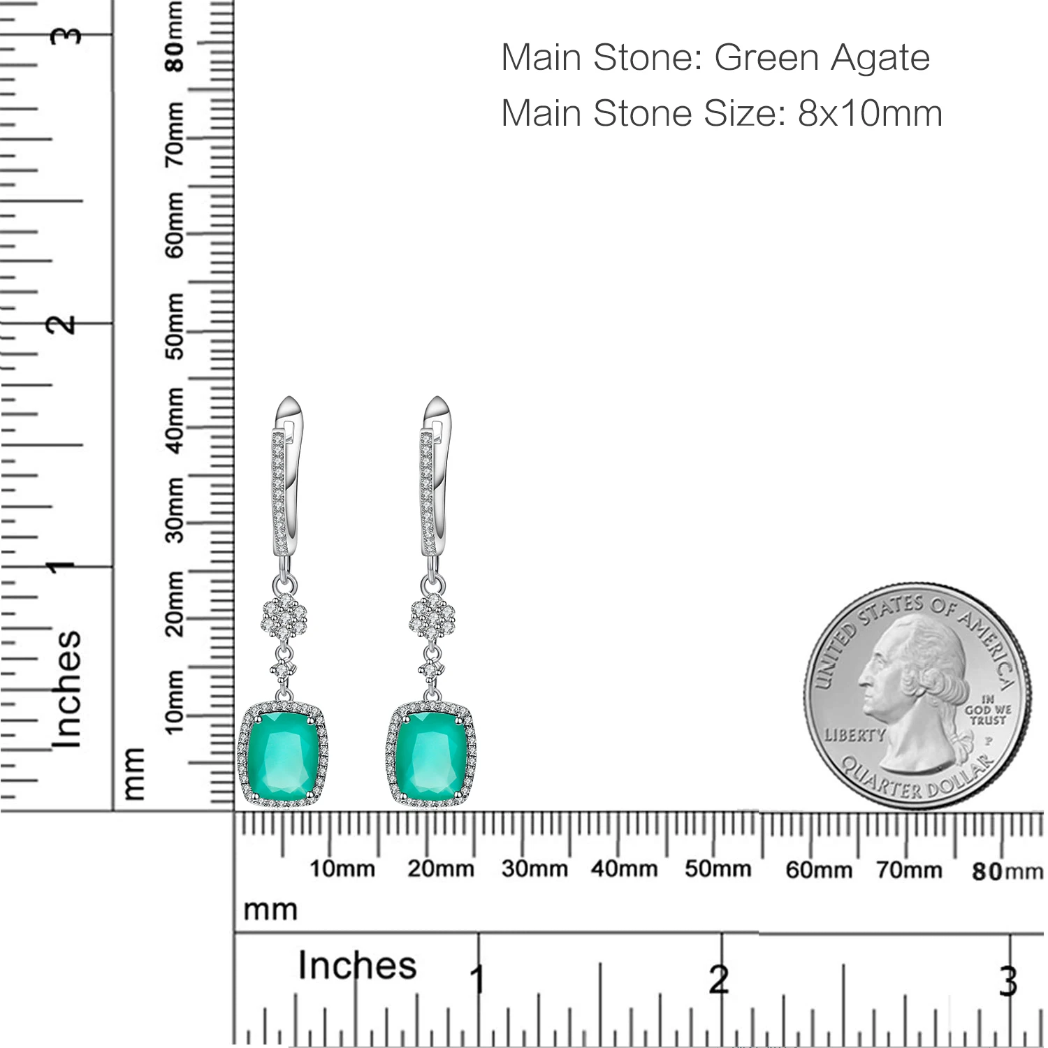 Gem\'s Ballet Natural Green Agate Earrings Solid 925 Sterling Silver 4.43ct Gorgeous Fine Jewelry Drop Earrings For Women