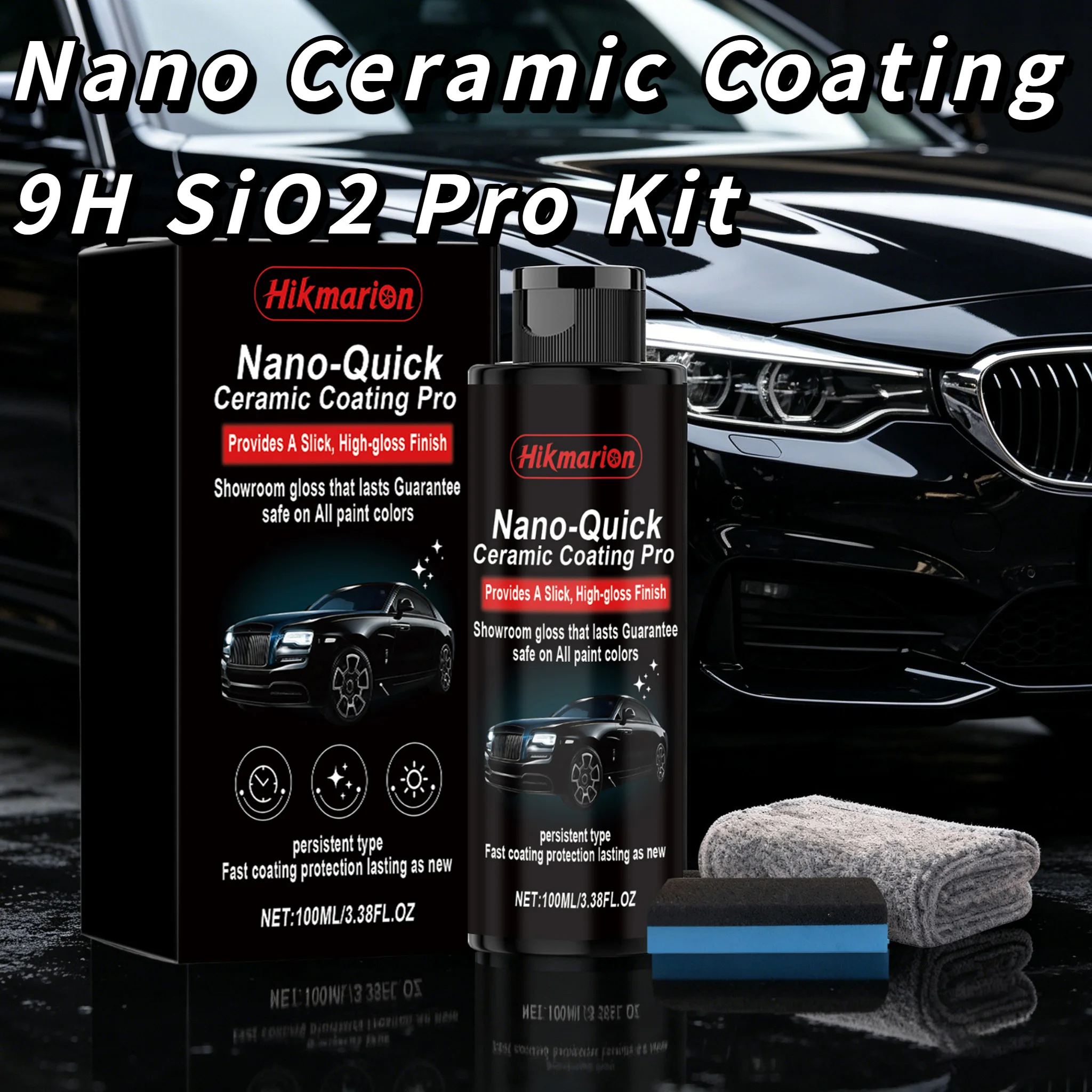 9H Nano Ceramic Coating Pro Kit SiO2 Paint Sealant Superhydrophobic High Gloss Mirror Finish Anti-Scratch UV Protect Car Detail
