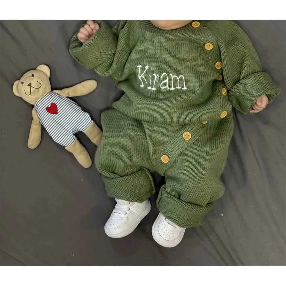 Personalized Name Newborn Infant Baby Boys Girls Bodysuit Custom Embroidery Baby Romper Set Baby Shower Birthday Party Gift Set