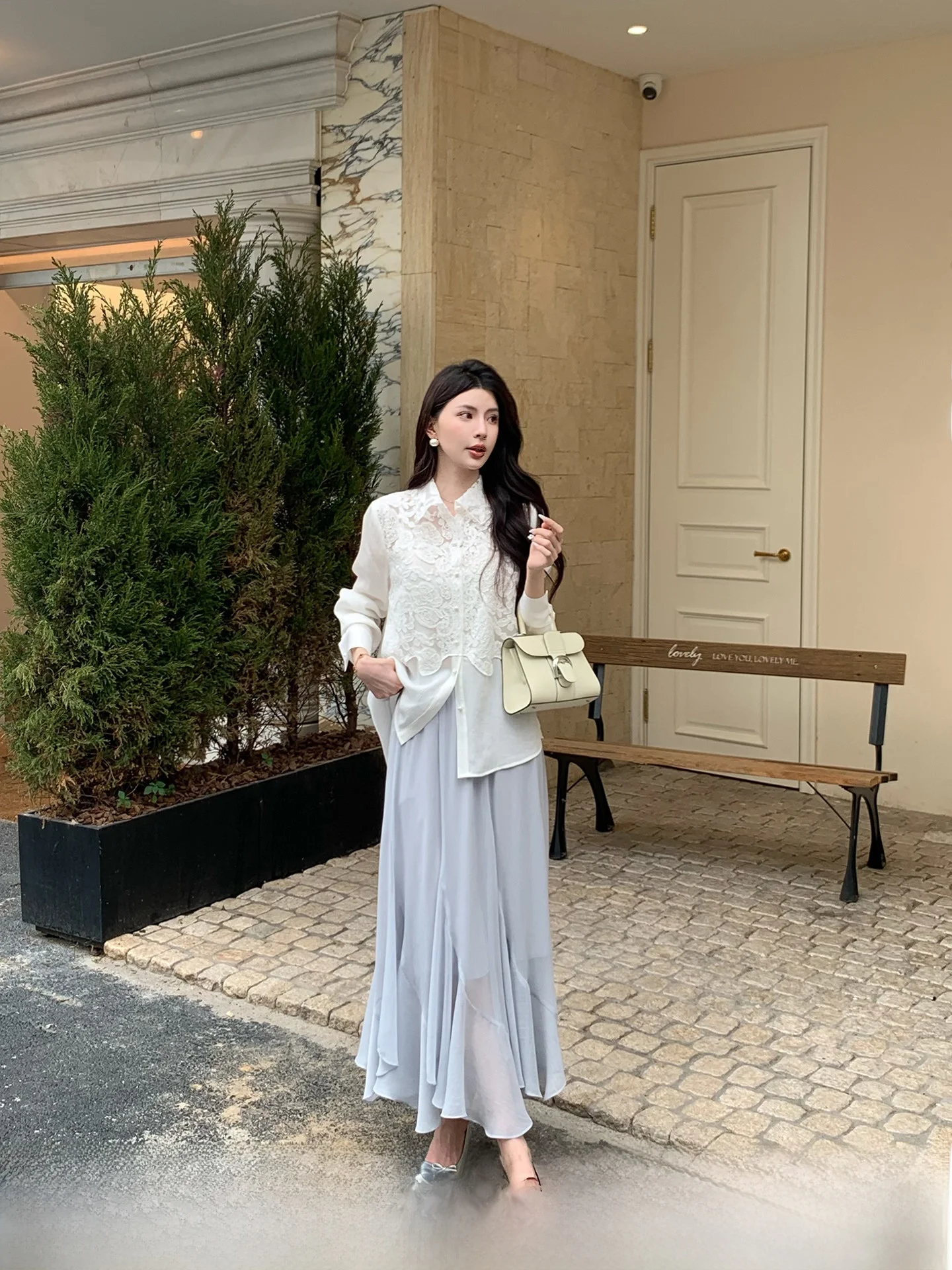 

Женское длинное платье Kun Total Barcelona Morning Fog с кружевной вышивкой, белое, повседневное, весеннее, дышащее, из полиэстера