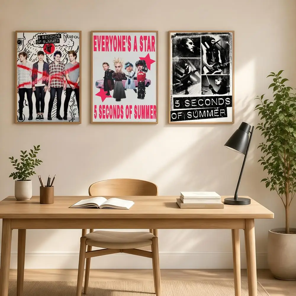 Band 5 S-Seconds Of S-Summer 5SOS Poster Aesthetic Poster Print Wall Decor HD For Living Room Bedroom Home Office Gift Wall Art