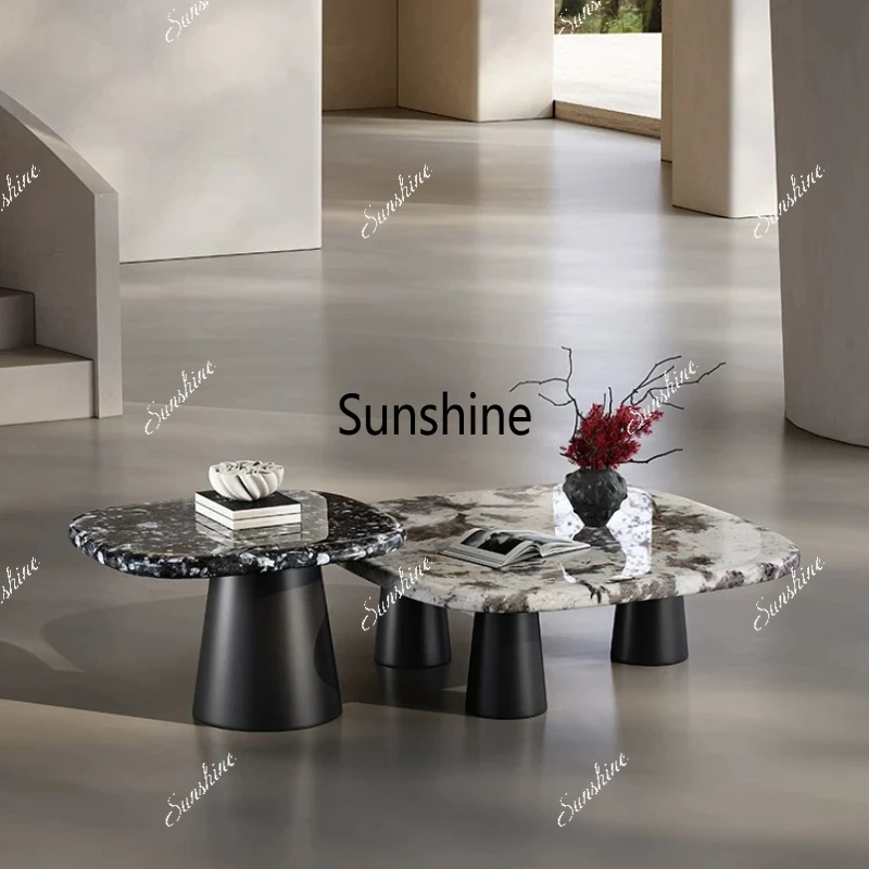 

Marble coffee table living room household Italian minimalist modern light luxury high-end coffee table