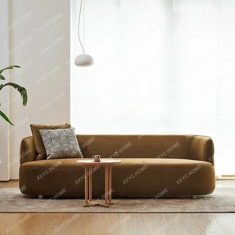 XX simple wabi sand double three-person flannel sofa