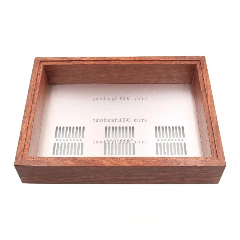 380×280×70mm Solid Wood & Aluminum Chassis, Vintage Tube Amplifier Enclosure for Hi-Fi Audio DIY and DAC Projects
