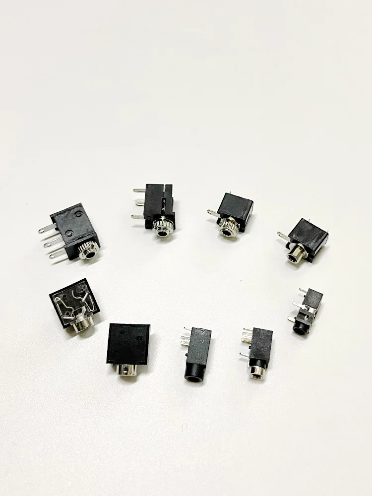 

Single And Dual Channel PCB Board Soldering Type Connector Headphone Jack Audio Transmission Socket Black Inner Hole 2.5mm