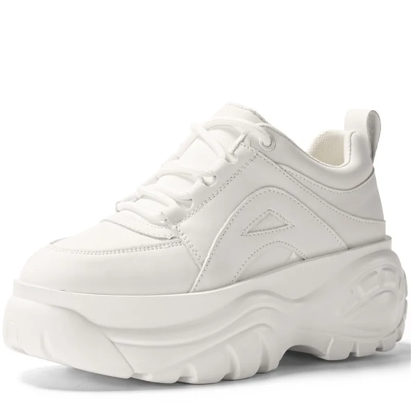 

2025 New Sports Casual Muffin Low-top Height Increase 7cm Thick-soled Platform High Heels Women Shoes