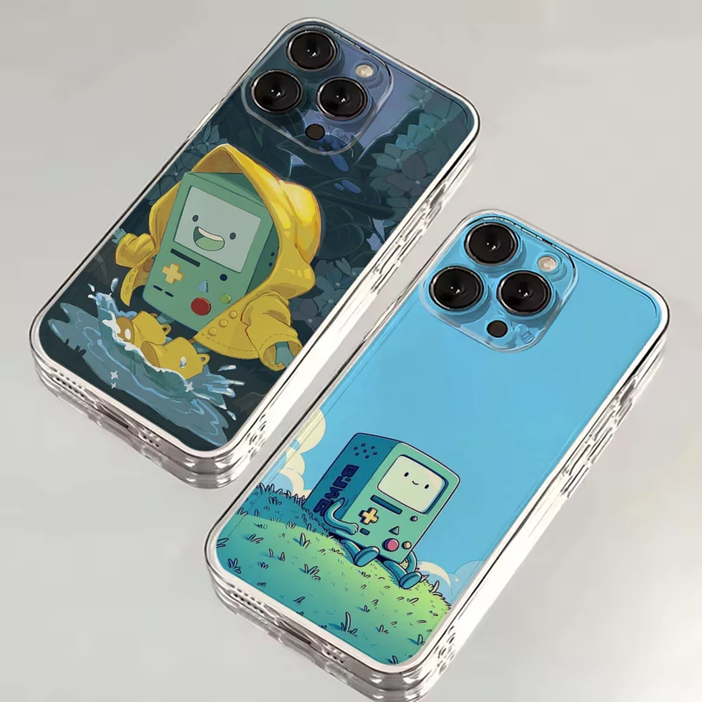 

Adventurer-time BMO Robot Phone Case For iPhone 16,15,14,13,12,11 Plus,Pro,Max,XR,XS,X,7,8 SE,Mini Transparent Silicone Soft