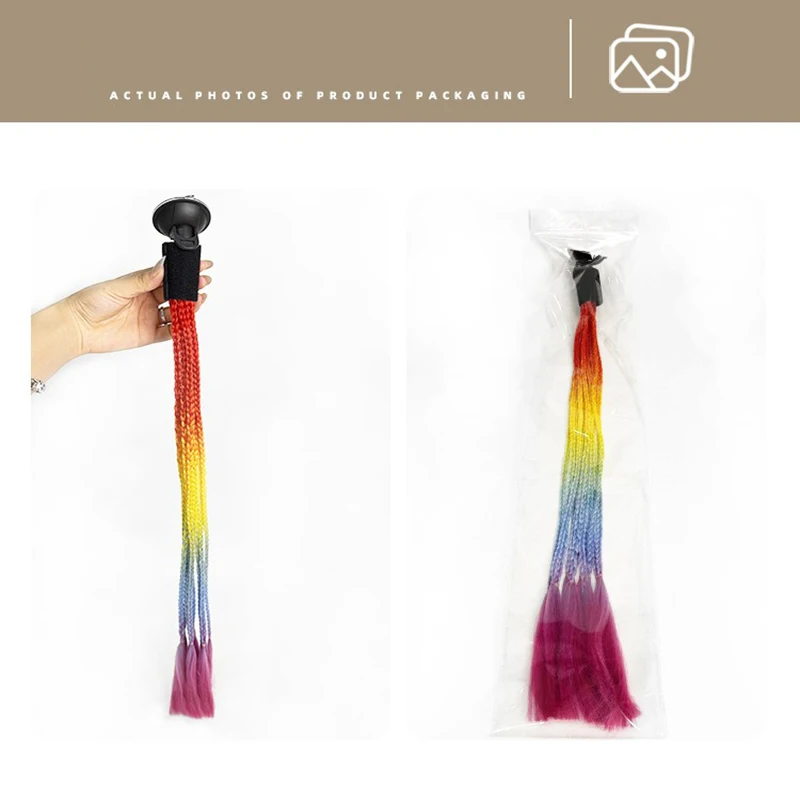 خوذة دراجة نارية اكسسوارات الديكور اللون التدرج القذرة جديلة خوذة شعر مستعار انفصال مصاصة الملاكمة جديلة ذيل حصان شعر مستعار