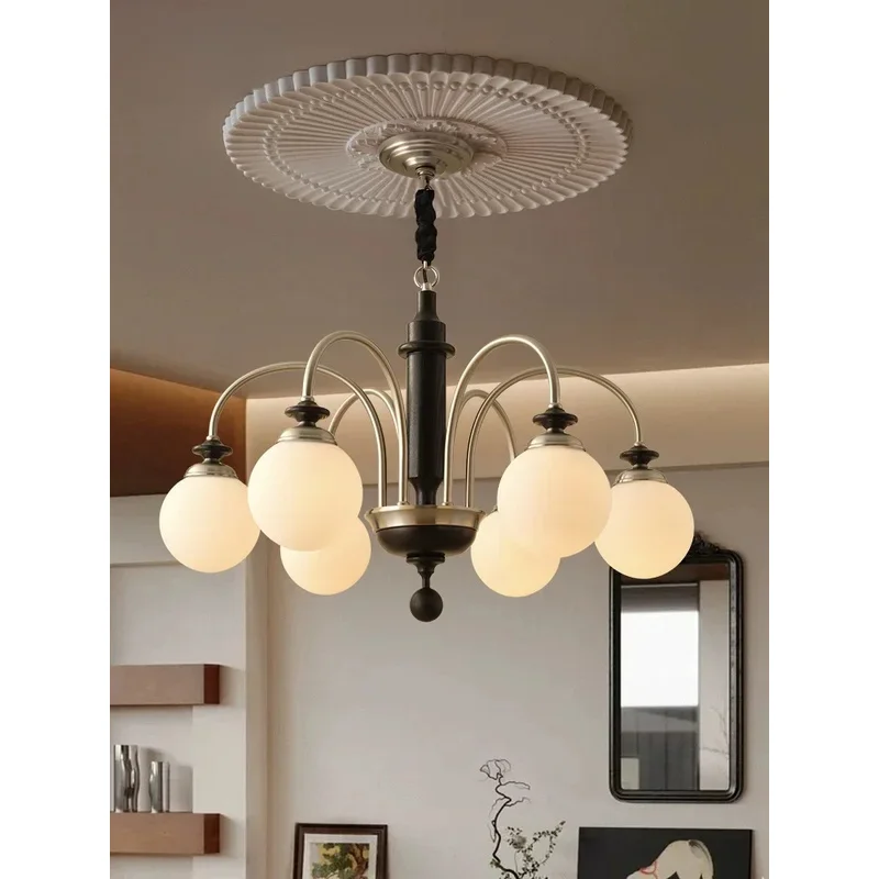 French Medieval Style Pendant Light Retro Wooden Hanging Chandelier Bedroom Living Room Cafe Indoor Art Hanging Light Fixture