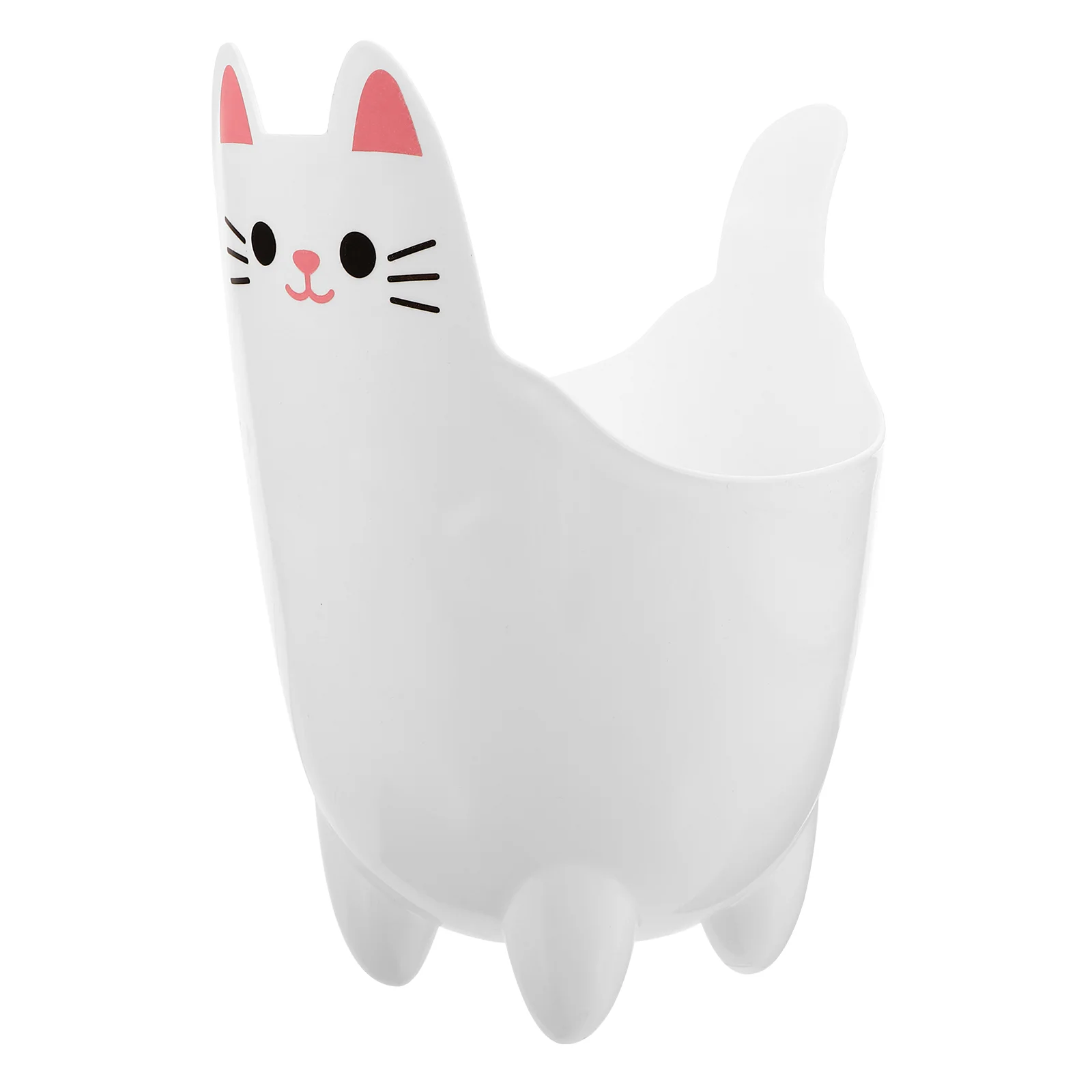 Dustbin Cat Shaped Trash Can Mini Plastic Flowerpot Garbage White Storage Office