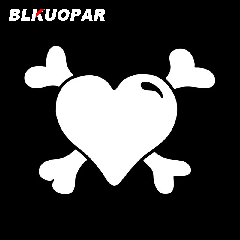 ملصق سيارة BLKUOPAR على شكل قلب وعظمتين متقاطعتين، ديكور عصري مقاوم للماء، واقي باب السيارة JDM الأصلي المضحك