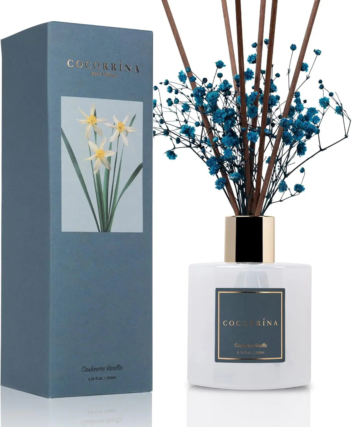 

Premium Reed Diffuser Set With Preserved Baby'S Breath & Cotton Sti Cashmere Vanilla | 6.7Oz Scent Fragrance Oil Diffuser For