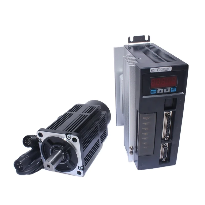New AC Servo Motor 80ST-M02430 /  2.4Nm 3000rpm+ AC Driver 2.39N.M 750W Power Cable Encoder Cable
