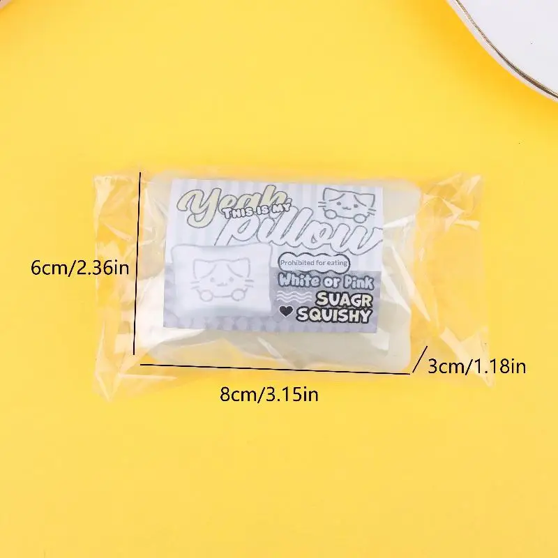 【BS】Urocza Poduszka Kwadratowa w Kształcie Kota, Zabawka do Ściskania, Powolny Powrót do Kształtu, Zabawka Antystresowa, Sensoryczna Zabawka Fidget dla Dzieci i Dorosłych, Prezent Relaksujący