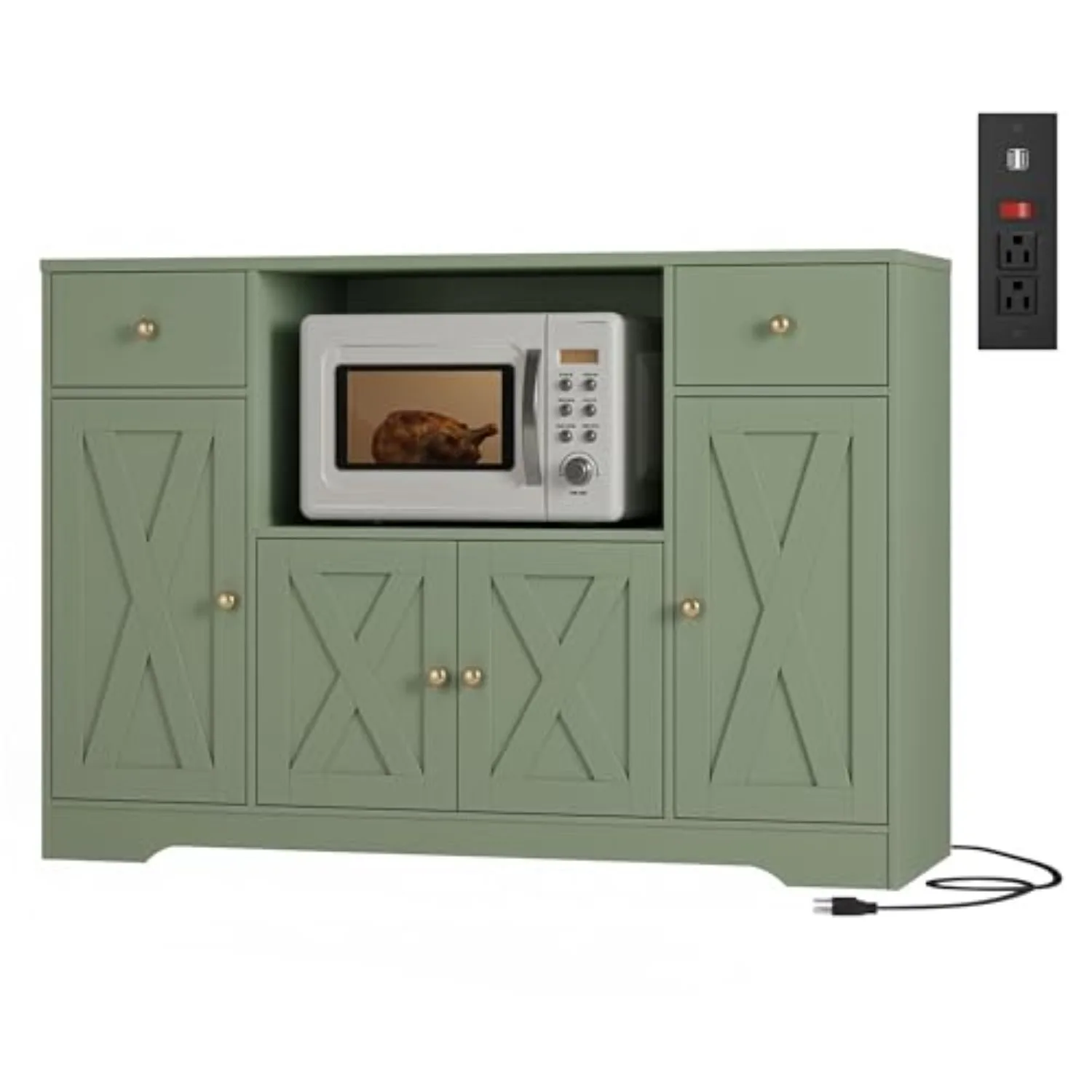 Microwave Cabinet with Power Outlets, 47