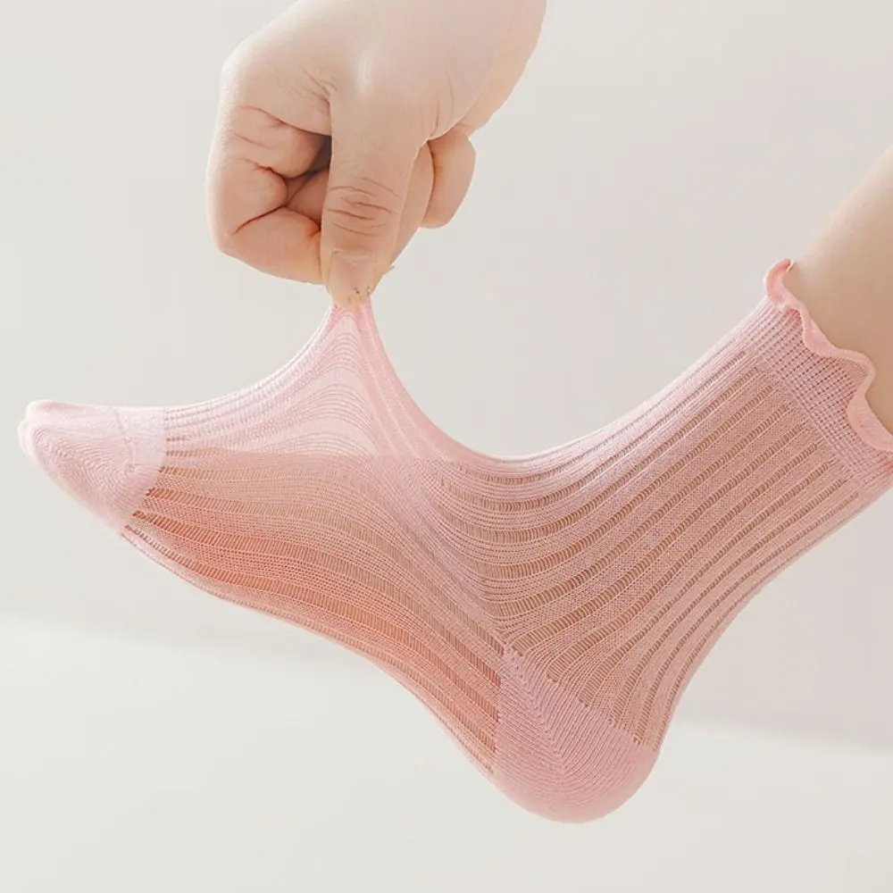 Breathable Mesh Breathable Mesh Stockings Striped Anti-slip Children Princess Socks Cotton Elasticity Children's Socks