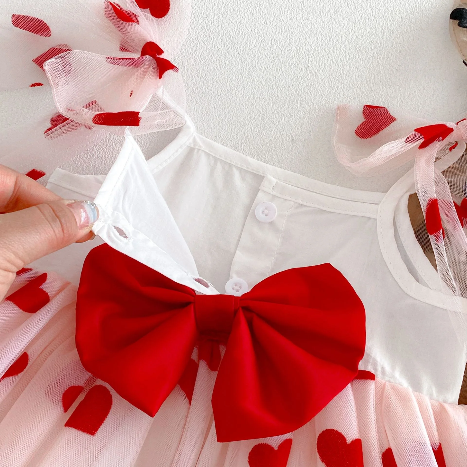 Sommerkleid für Babys von 0-2 Jahren, Neues Neugeborenen-Jubiläums-Geburtstags-Party-Mädchen-Prinzessinnenkleid, Ärmelloses Netz-Stramplerkleid – Detail 4