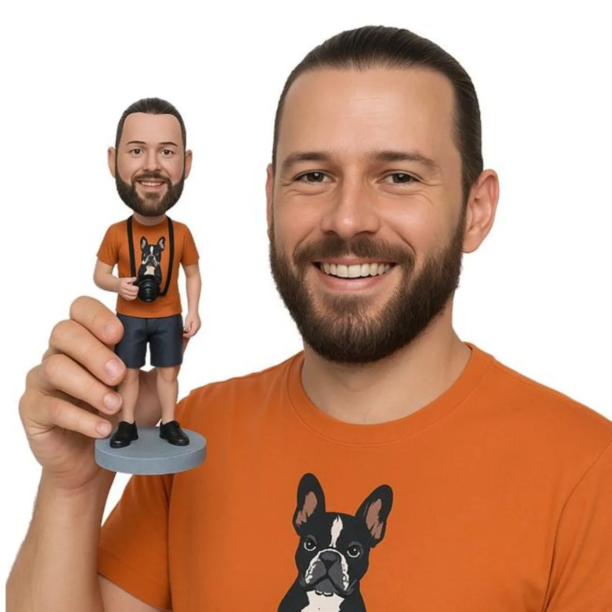 

Custom Bobblehead From Photo Personalized Handmade Clay Photographer Figurine With Camera Unique Gift For Him Her Birthday