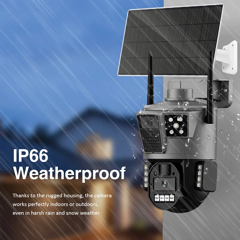 Wistino Okam 6MP Dual Solar Panel 4G Camera 10X Zoom Human Detection PIR Alarm Triple Screen Wifi Solar Camera