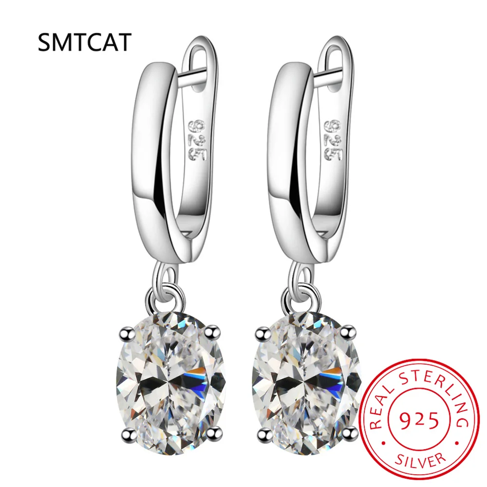 Oval Genuine Blue Topaz Amethyst Citrine Garnet Created Sapphire Ruby Emerald 925 Sterling Silver Green Gemstone Drop Earring