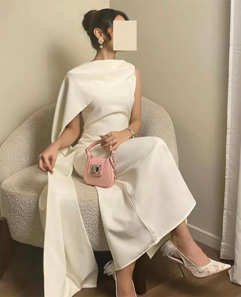 Customized Formal Dress Evening Saudi Arabia Asymmetrical A-line Ankle Length Skirts Layered Sleeveless Ribbon Bespoke Occasion