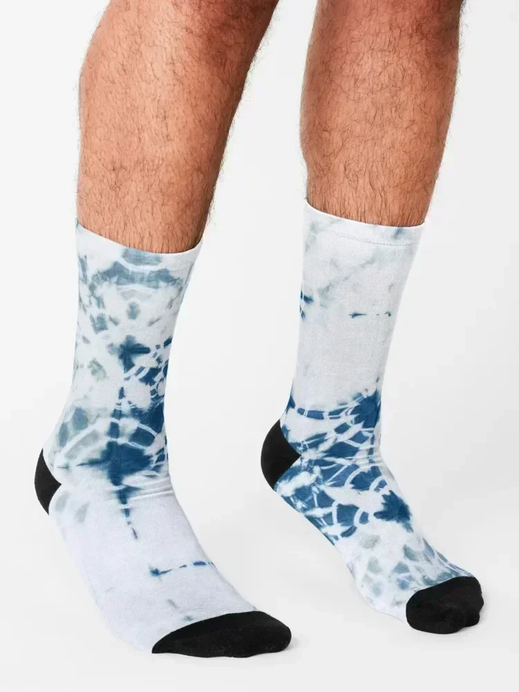 Shibori Indigo Dyed Square Pattern Socks Run fashionable christmass gift new in's Designer Man Socks Women's