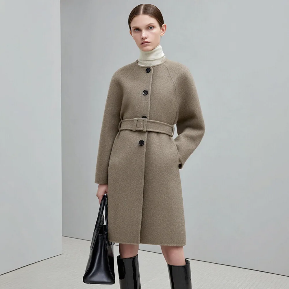 

Casual Woolen Coat for Autumn Winter Season Fashionable Women's Outerwear Comfortable Fit Style No Additional Decoration