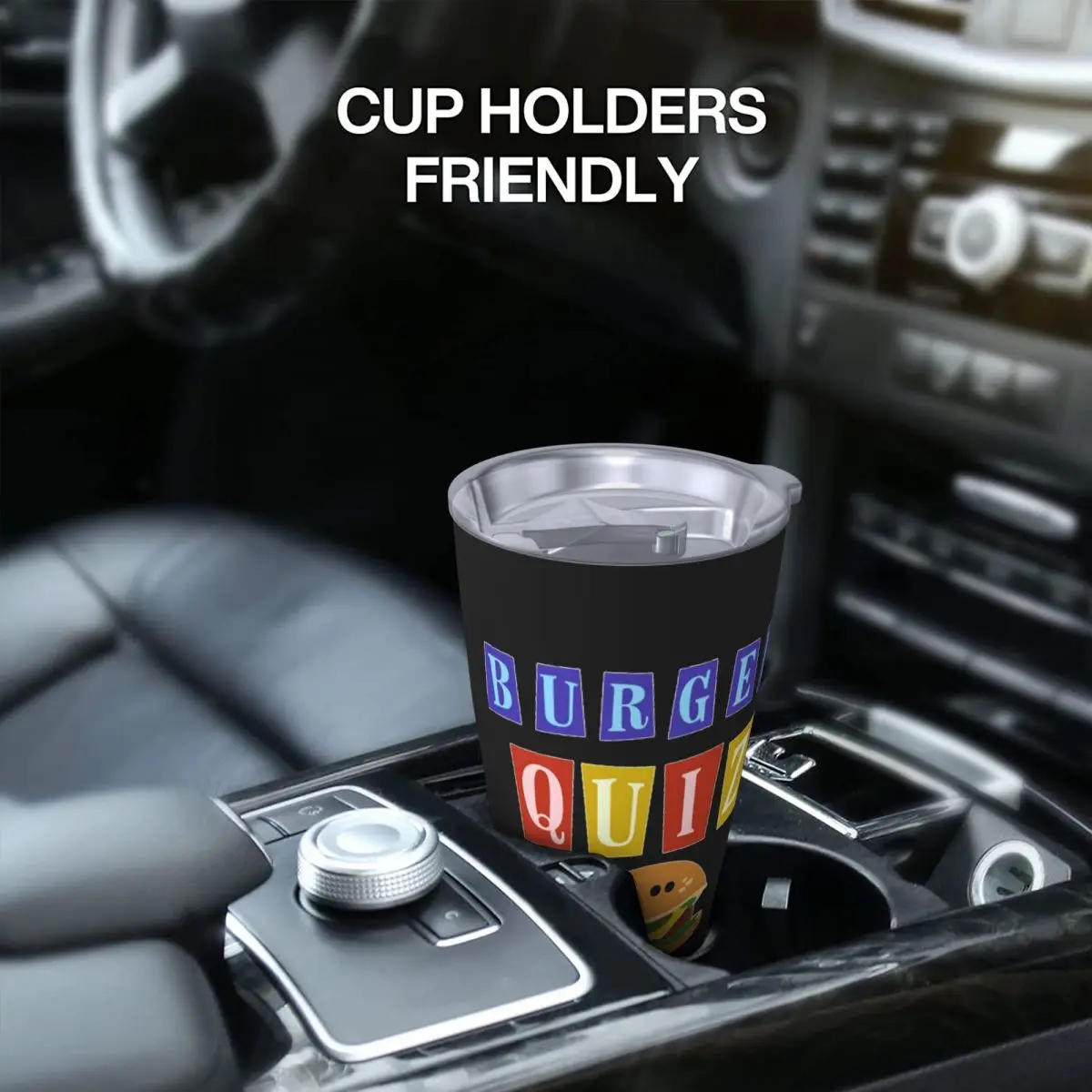 Burger Quizz, nuevo logotipo, vaso de acero inoxidable, tazas aisladas al vacío, botella térmica fría, pajita con tapa, 20oz